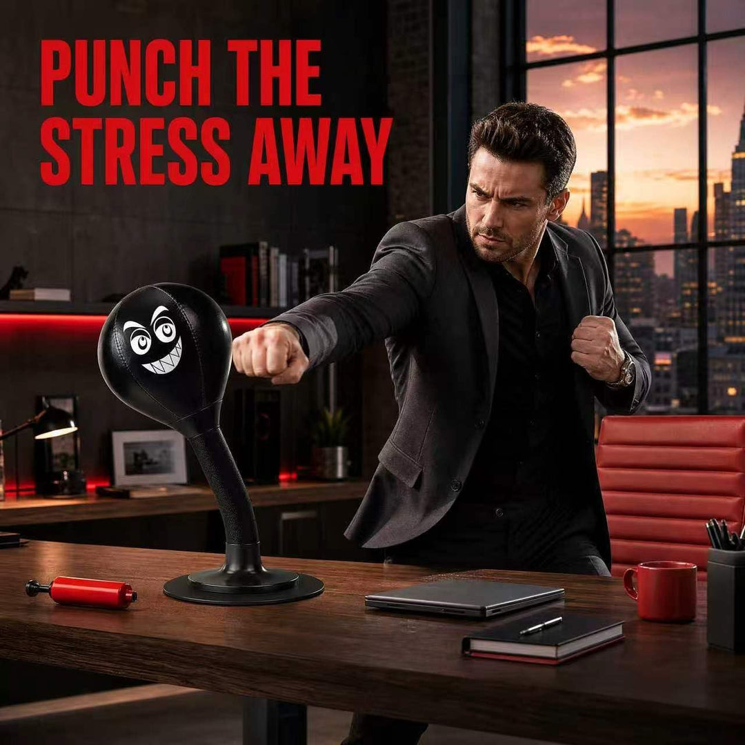Punchingball Tisch, Freistehender Desktop-Boxsack, Schwarz, Schwarz