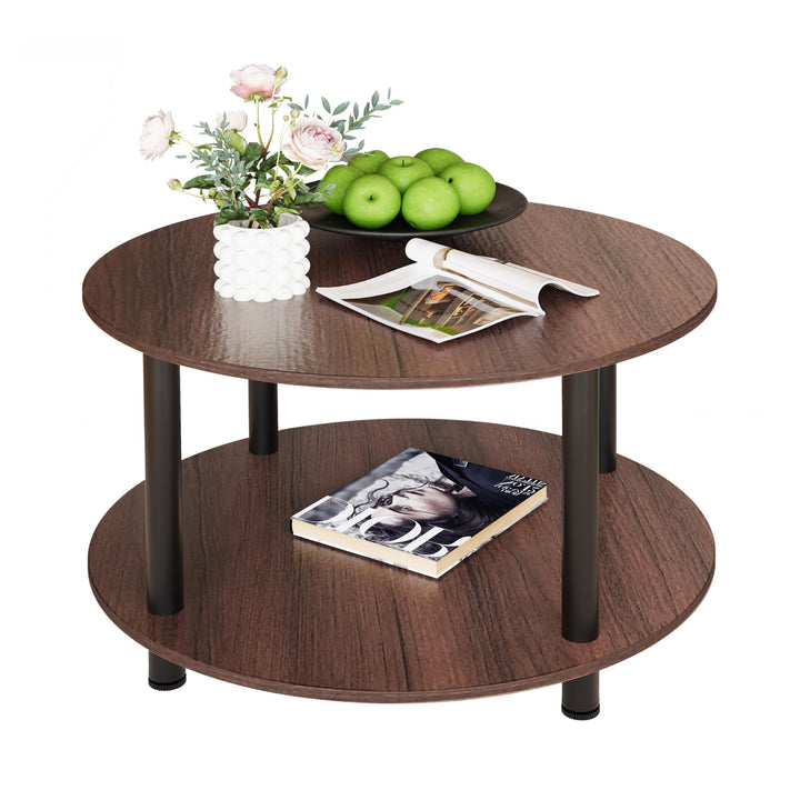 Couchtisch Rund, 2 Ablagen, Wohnzimmertisch, Beistelltisch, Kaffeetisch, Sofatisch, für Wohnzimmer,
