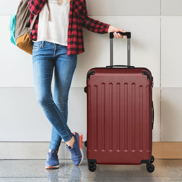Arebos Reisekoffer 3er Set I ABS-Hartschale I Trolley Kofferset I Teleskopgriff I Inkl. Reissverschl