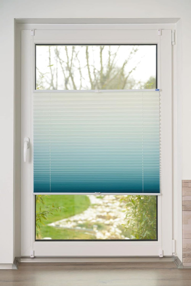 K-home Klemmfix-Plissee Farbverlauf, Polyester, Petrol, 35 x 130 cm 35 x 130 cm Petrol, 35 x 130 cm