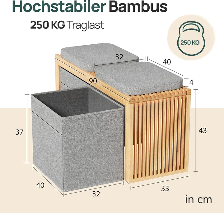 Bambus Sitzbank Mit Stauraum - Sitzbank Flur - Sitztruhe Mit Stauraum | BAM BOO BOX Truhenbank mit S