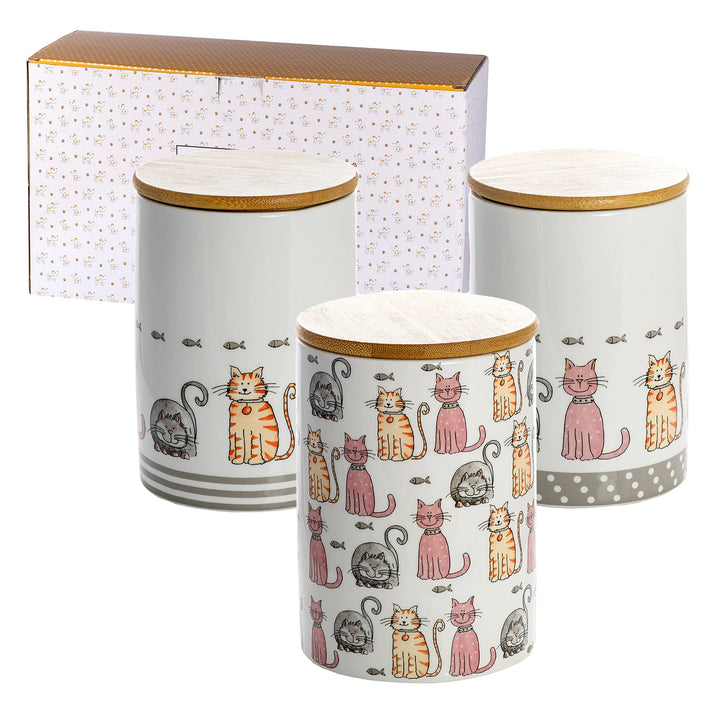 SPOTTED DOG GIFT COMPANY Vorratsdosen Keramik mit Deckel Luftdicht - 3 Vorratsbehälter vielseitig Au