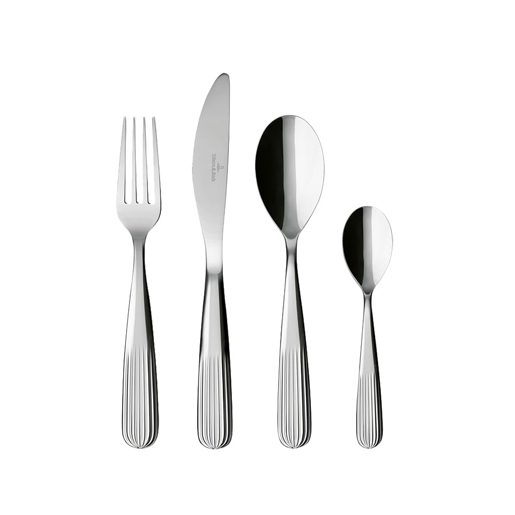 Villeroy & Boch – Rose Garden Tafelbesteck 24 teilig, Edelstahl Besteck Set silbern, rostfrei, gesch