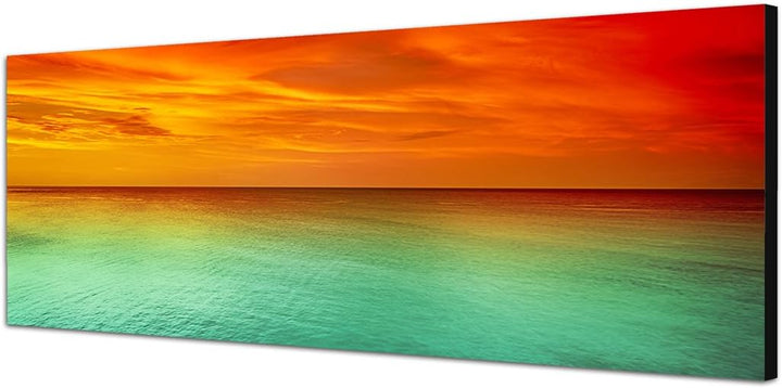 Paul Sinus Art Panoramabild auf Leinwand und Keilrahmen 150x50cm Meer Himmel Sonnenuntergang