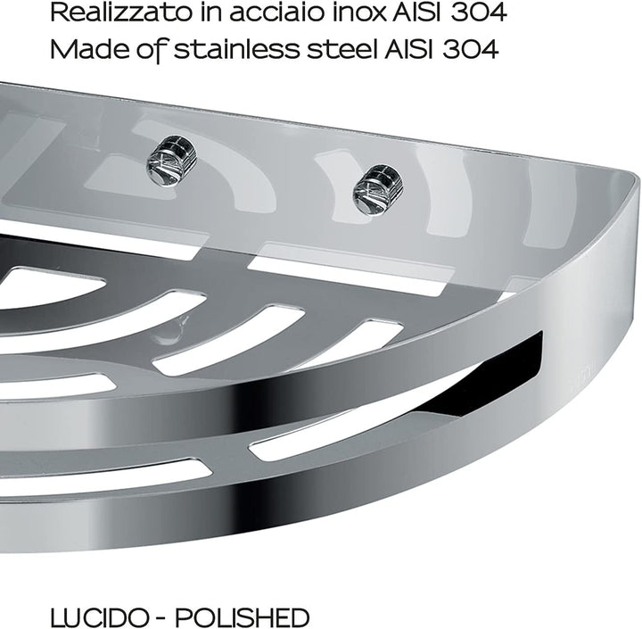 Gedy Hanoi Eck-Duschregal aus Edelstahl AISI 304, poliert Angular Silber, Angular Silber