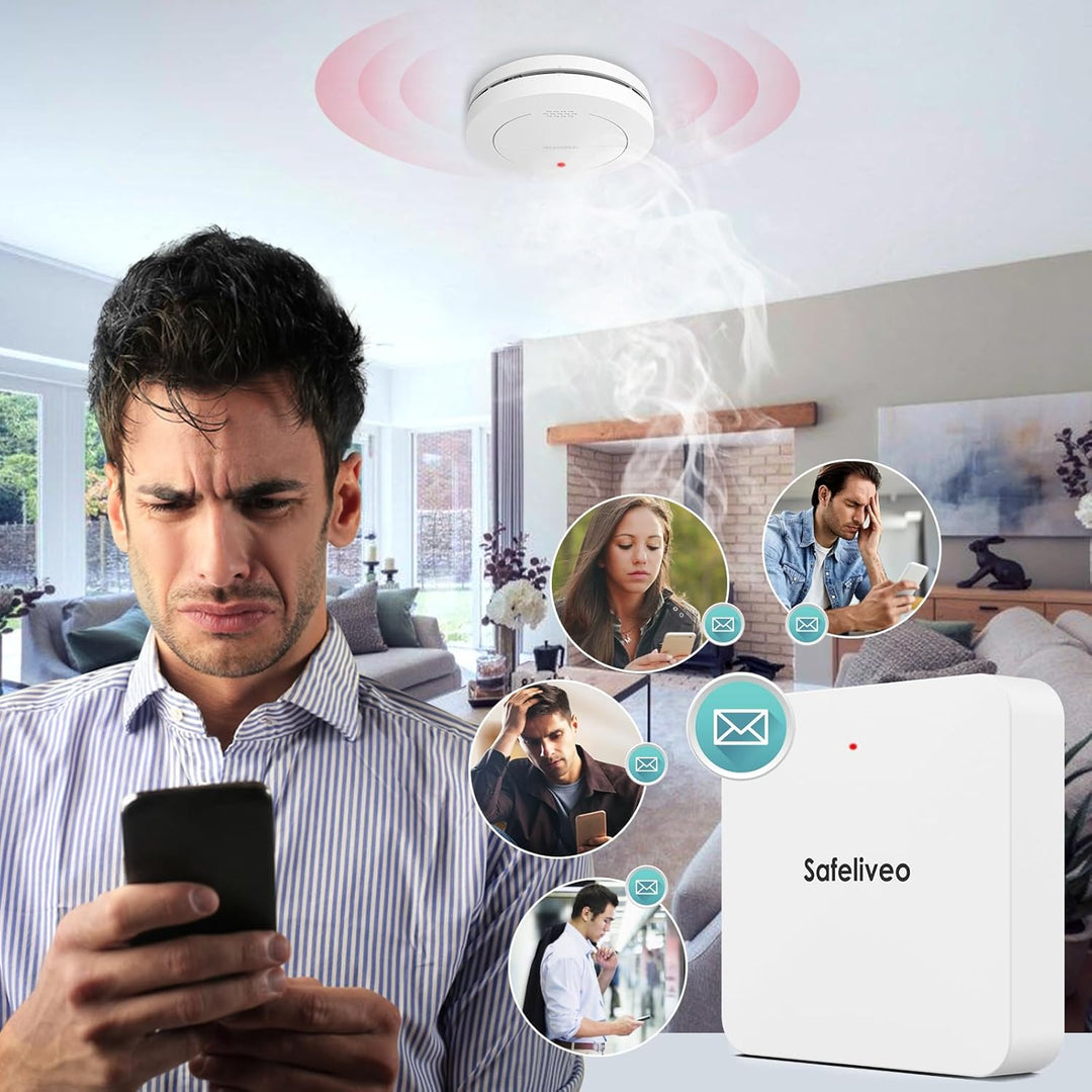 Safeliveo Rauchmelder WLAN, Rauchmelder Vernetzt, Feuermelder 10 Jahre Batterie, Rauchmelder 2er Set