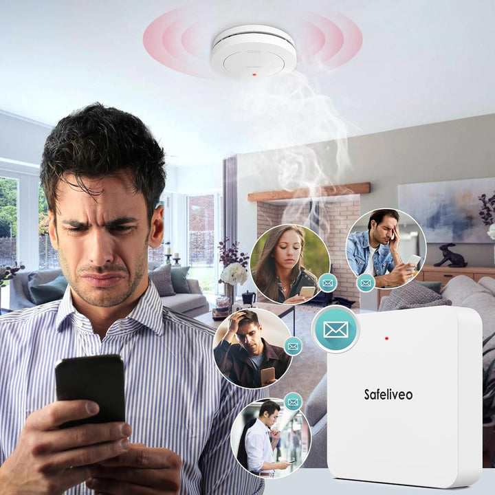 Safeliveo Rauchmelder WLAN, Rauchmelder Vernetzt, Feuermelder 10 Jahre Batterie, Rauchmelder 2er Set