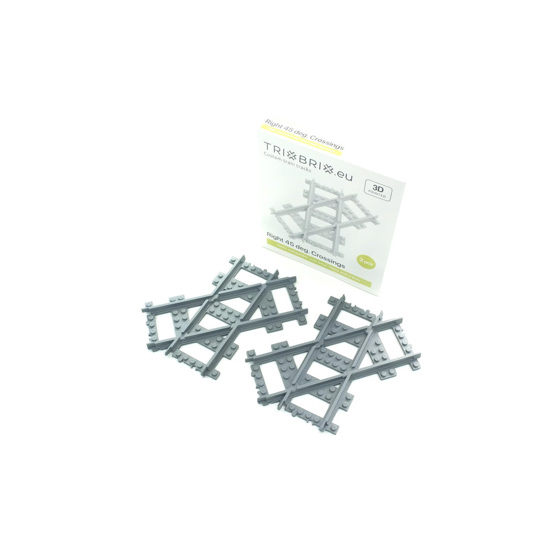 Trixbrix.eu Right 45 deg. Crossings Compatible with Lego City Train Sets 60197 60198 10277 60205 602