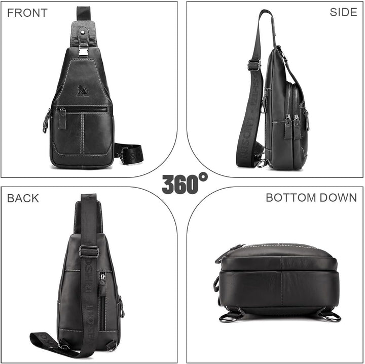 Herren-Brusttasche Umhängetasche aus Echtem Leder Sport und Freizeit im Freien Multifunktionale Vint