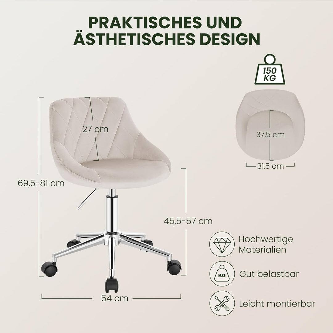EUGAD Schminkstuhl, Homeoffice Stuhl, Schreibtischstuhl, Kosmetikhocker, Bürostuhl Kinder, höhenvers