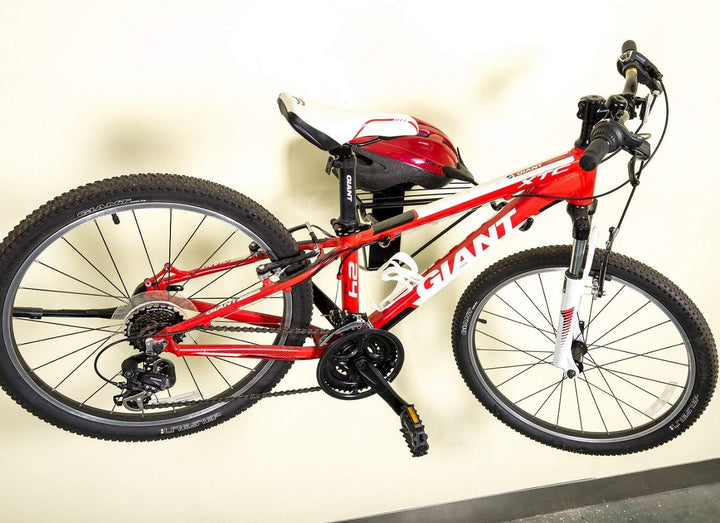 Lemodo Wandhalter für 2 Fahrräder, Fahrradhalterung klappbar mit Ablage, stabile Metall-Wandbefestig