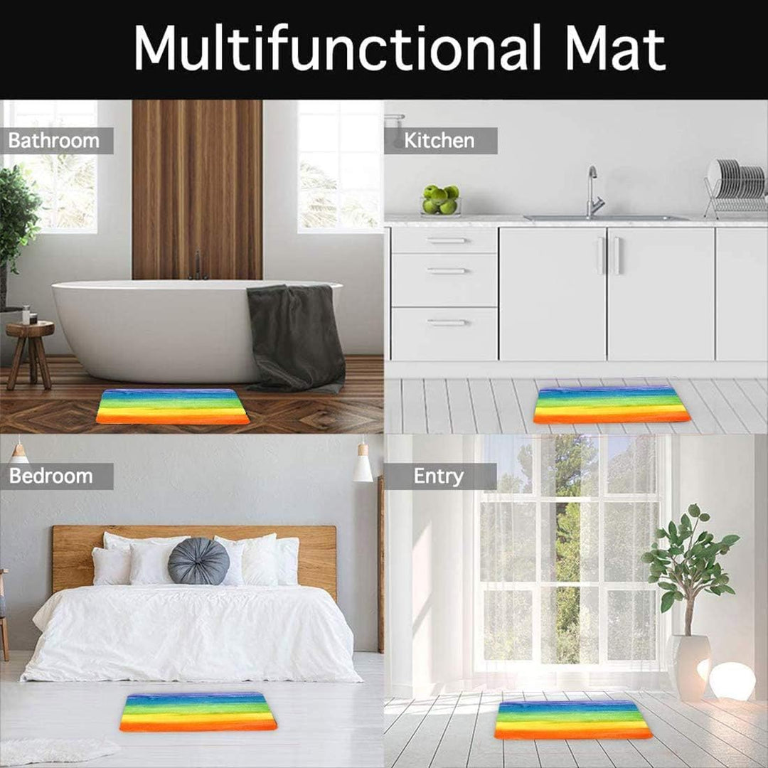 Britimes Badematten für Badezimmer, Badvorleger, rutschfest, bunte Streifen, Regenbogen, waschbarer
