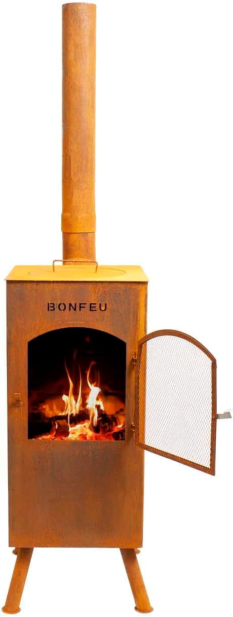 BonFeu BonCarré Rost - Terrassenofen - Feuerstelle mit Funkenschutz für entspannte Abende - Feuersäu