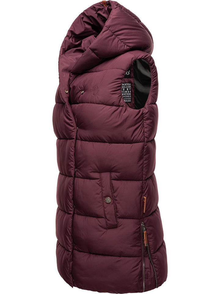 Navahoo warme Damen Winter Steppweste lang mit Kapuze Madilynaa XS-XXL M Wine, M Wine
