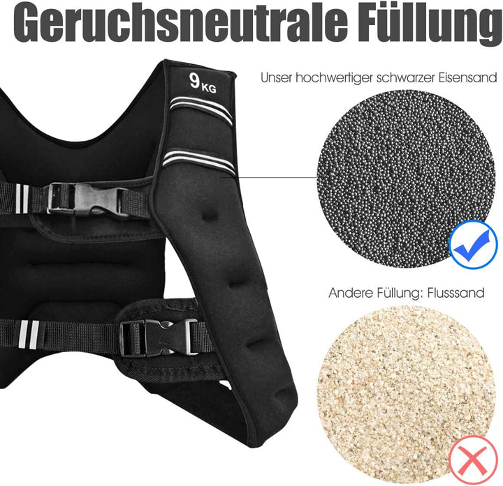 COSTWAY Gewichtsweste, Trainingsweste mit Reflexstreifen und Verstell-Riemen, Fitnessweste für Kraft