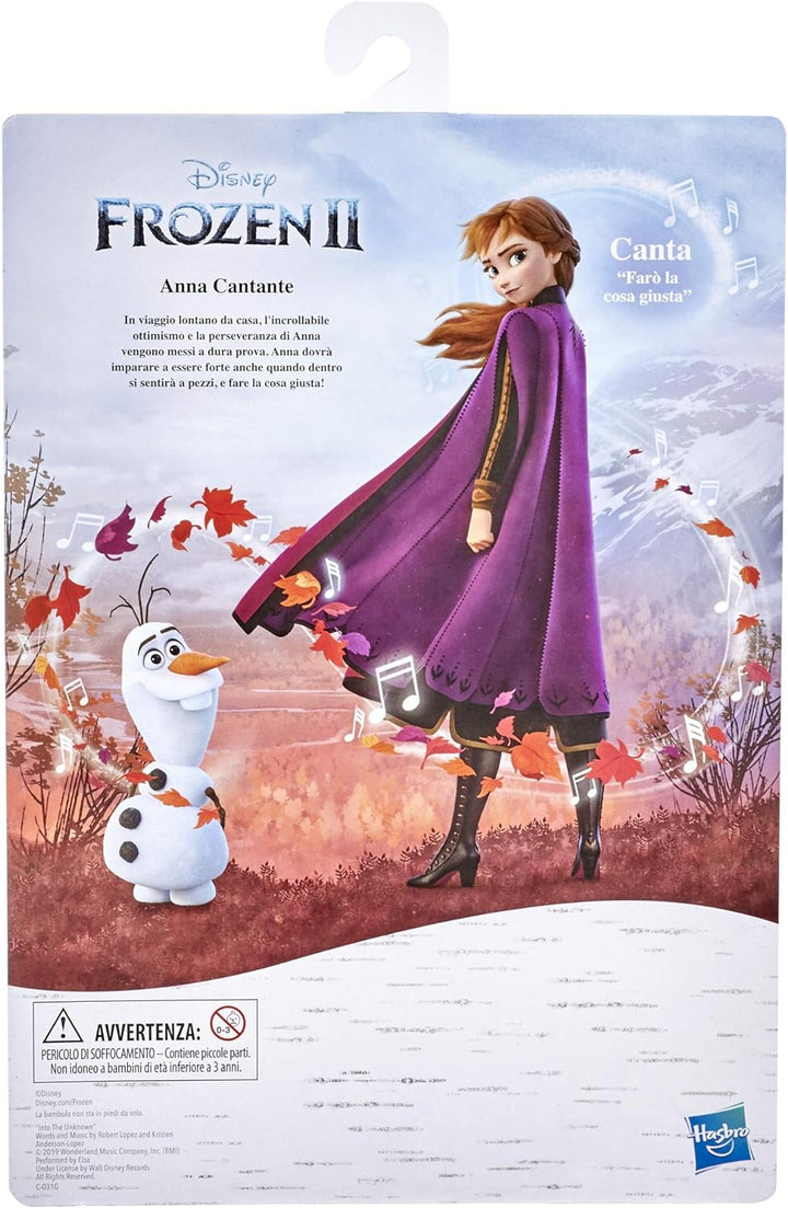 Hasbro Disney Frozen- Anna Cantante Elektronische Puppe mit Kleid, inspiriert von Film Frozen 2, meh