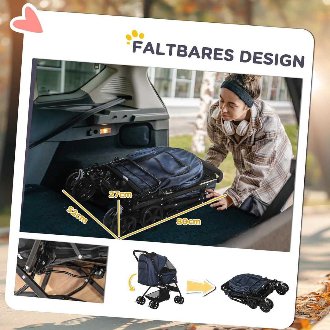 PawHut Hundebuggy Hundewagen Buggy für kleine Hunde und Katzen Haustierwagen Pet Stroller Katzenbugg