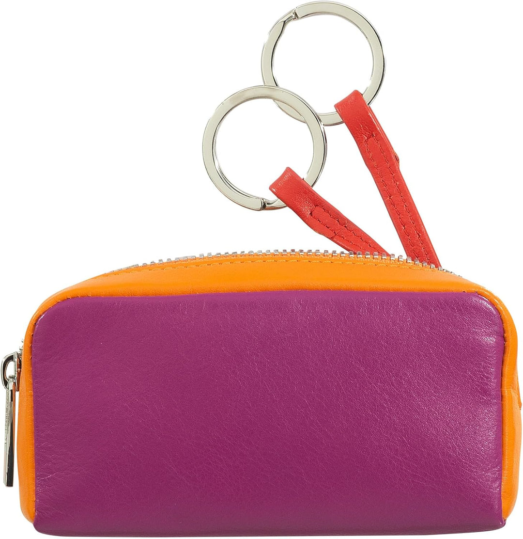 DUDU Bunte Unisex Schlüsseltasche in echtem Kalbsleder Fuchsia, Fuchsia