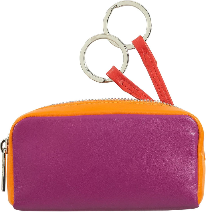 DUDU Bunte Unisex Schlüsseltasche in echtem Kalbsleder Fuchsia, Fuchsia