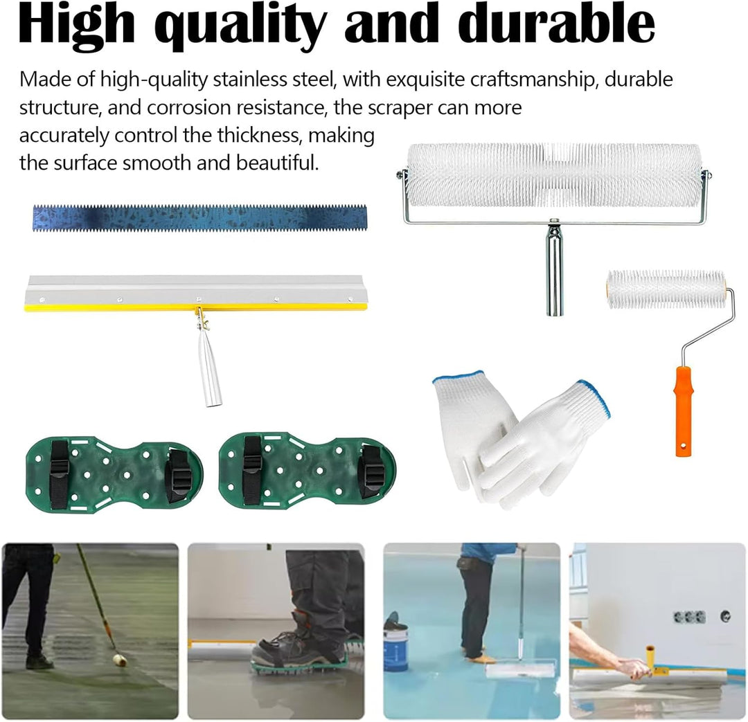 7tlg Bodenbeschichtungs Set, Entlüftungsroller Set mit 2 Entlüftungswalze 23CM+48CM Stehrakel Grossf