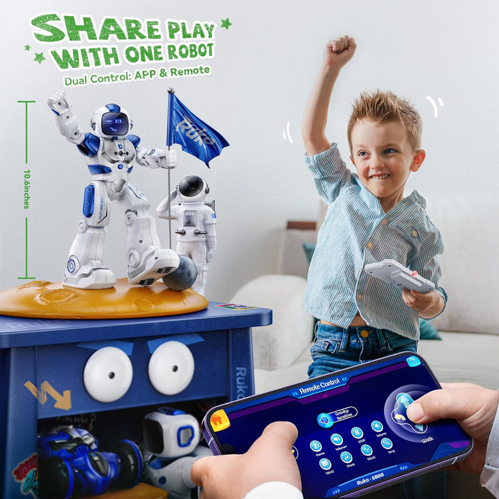 Ruko 6088 Programmierbarer Roboter mit App-Steuerung, Fernbedienung und Gestensteuerung, Wiederaufla