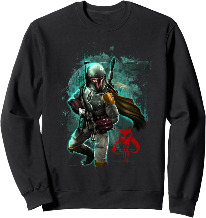 Star Wars Boba Fett Mandalorian Warrior Painted Portrait Sweatshirt