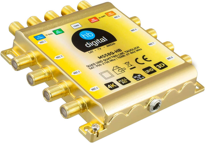 HB-DIGITAL DVB-S/S2 Multischalter 5/8 | Multiswitch Verteiler für 1 SAT, 8 Teilnehmer Satelliten Rec