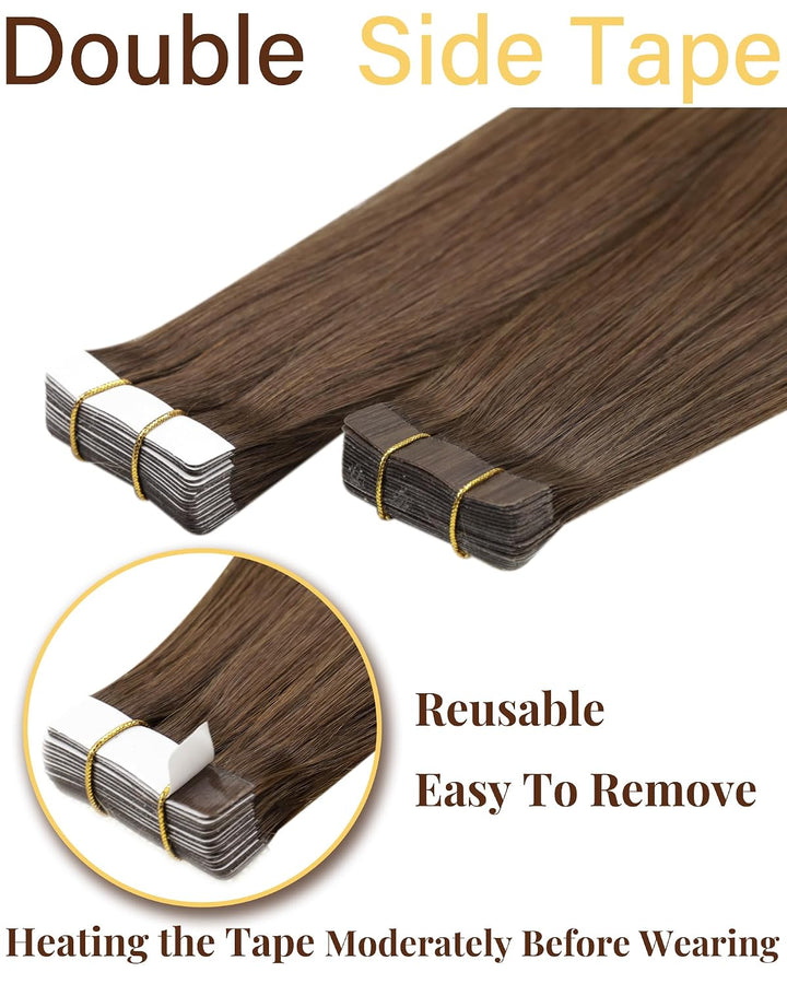 Hetto Extensions Echthaar Tape Braun Echthaar Tape in Extensions Remy Tape in Extensions Echthaar Om
