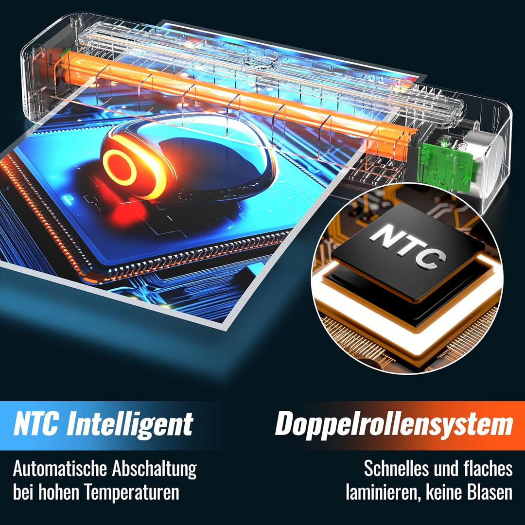 Laminiergerät A3 für A3 A4 A5 A6 A7 mit 50pcs Laminierfolien, Heiss und Kalt Laminiergerät mit Papie