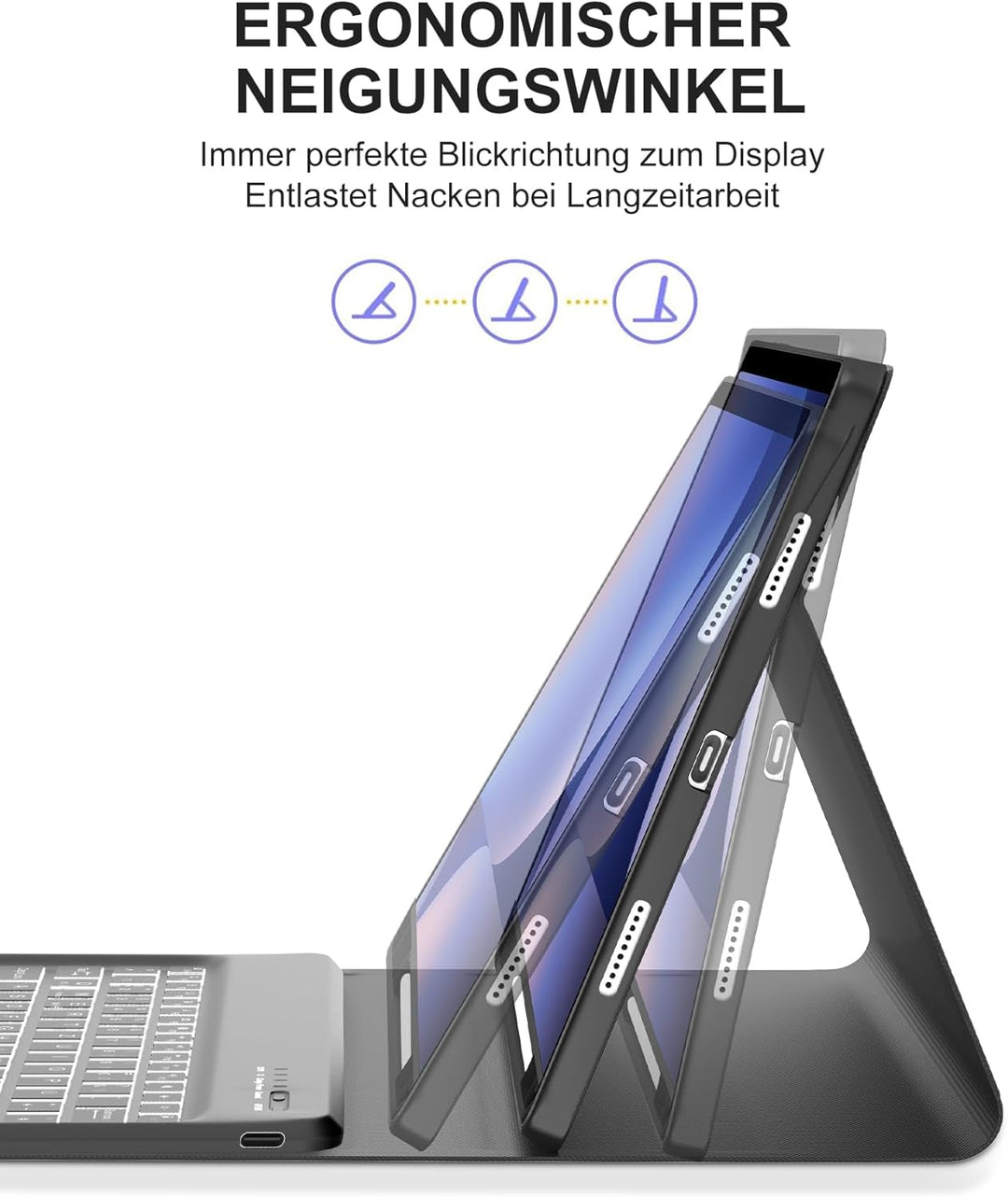 Hülle mit Deutscher QWERTZ-Tastatur für Samsung Galaxy Tab S10 Plus (2024), Tab S9 Plus (2023), S9 F