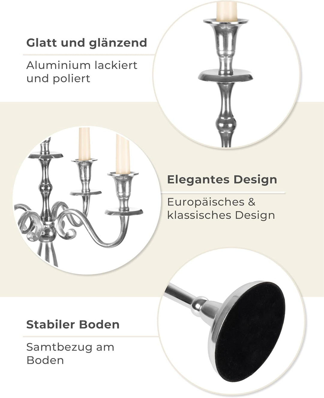 Gräfenstayn® Kerzenleuchter 1, 3 oder 5-armig Kerzenständer - Verschiedene Grössen - Leuchter Kandel
