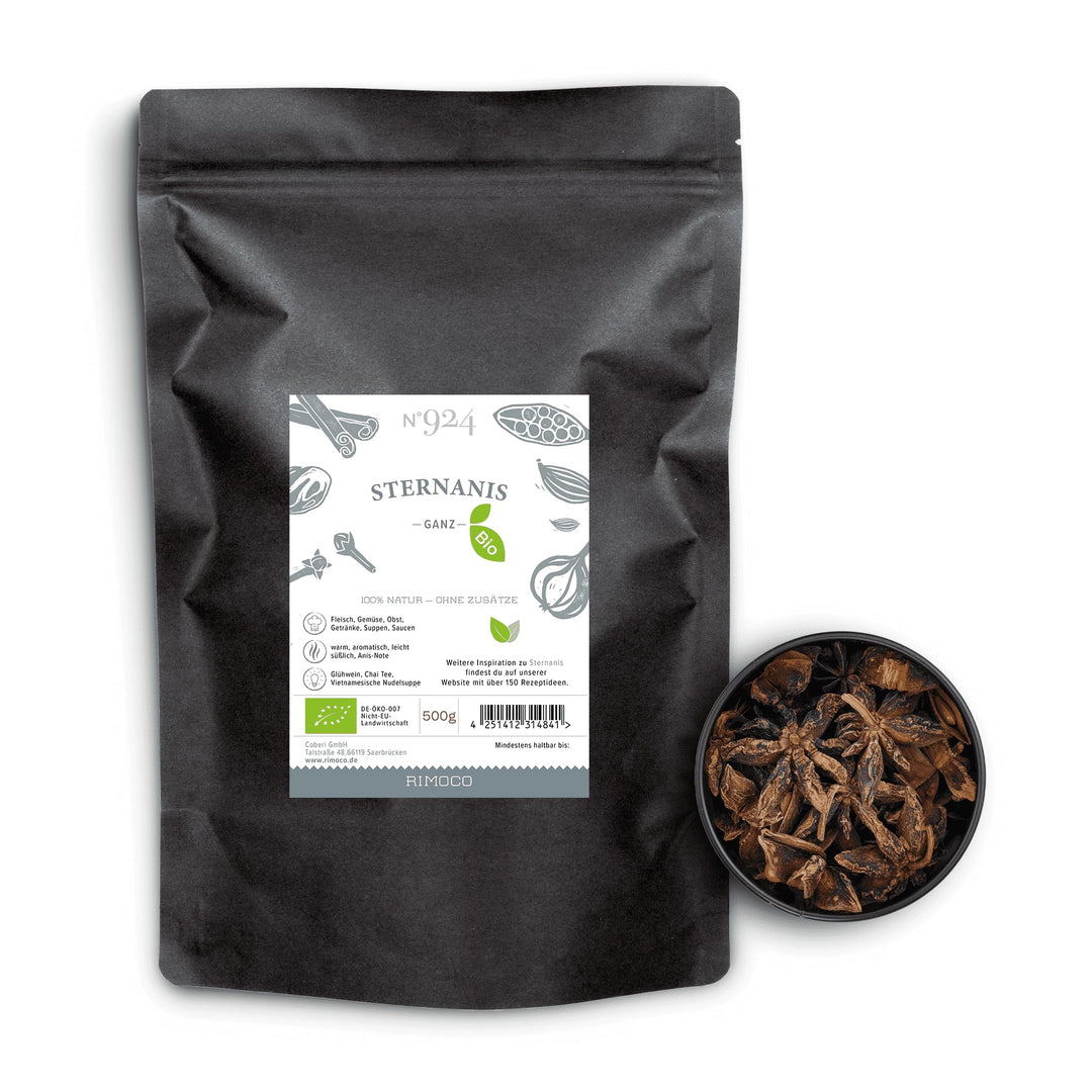 Bio Sternanis N°924 - ganz, warm, hocharomatisch & leicht süsslich, im praktischen Kraftpapier Zip-B