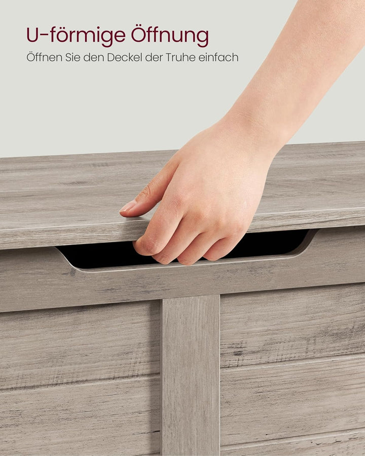 VASAGLE Schuhbank, Sitzbank mit Stauraum, Sitztruhe mit 2 Sicherheitsscharnieren, Aufbewahrungsschra