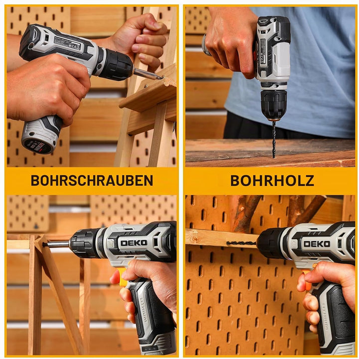 Akkuschrauber Klein Akkubohrer：DEKOPRO 12V Power Akku-Bohrer-Set mit kleinen Elektrobohrern und 3/8-