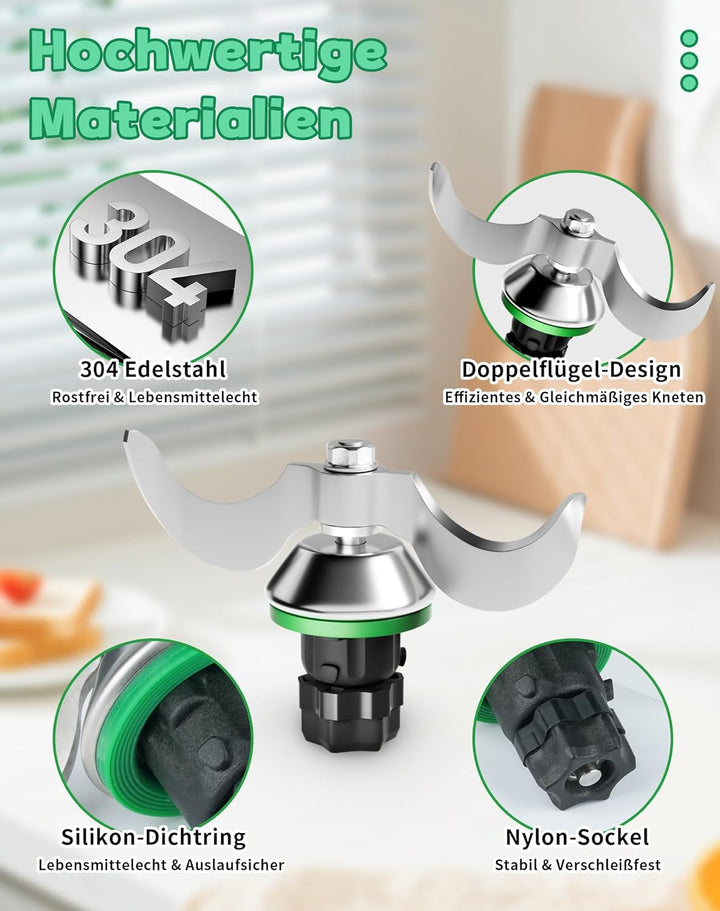 Teigmesser für Thermomix TM6 TM5 TM7– Edelstahl Teigmischmesser Mixmesser Ersatzteile mit Dichtring