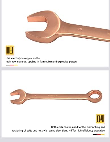 WEDO Nicht funkelnd Maul-Ringschlüssel,Gabelringschlüssel,Berylliumkupfer,17mm,Länge 195mm,Nicht mag