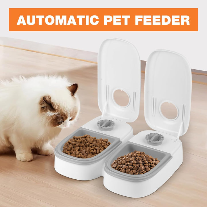 Futterautomat Katze, 700ML Automatischer Futterspender mit 48 Stunden Timer, rutschfeste Nassfuttera