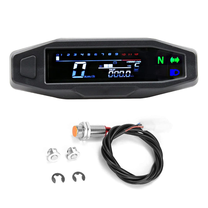 Shkalacar Motorrad Digitaler Tachometer, Drehzahlmesser mit 1-6 Gang LCD Display, Blinker, Hintergru