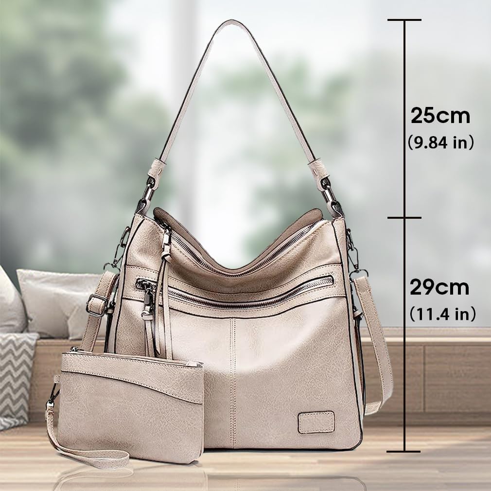 Lifetooler Handtaschen Set Gross Leder Tasche Schultertasche Hobo Taschen Damen Portemonnaie Geschen