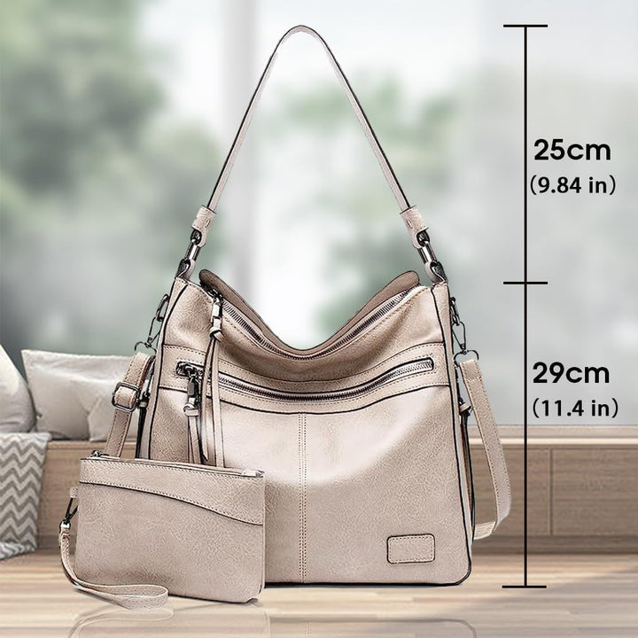 Lifetooler Handtaschen Set Gross Leder Tasche Schultertasche Hobo Taschen Damen Portemonnaie Geschen
