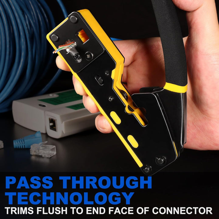 Hiija Crimpzange RJ45 - RJ45 Crimpwerkzeug Set, Cat5 Cat5e Cat6 Crimpzange für RJ11/12 6P/8P, 50 Stü