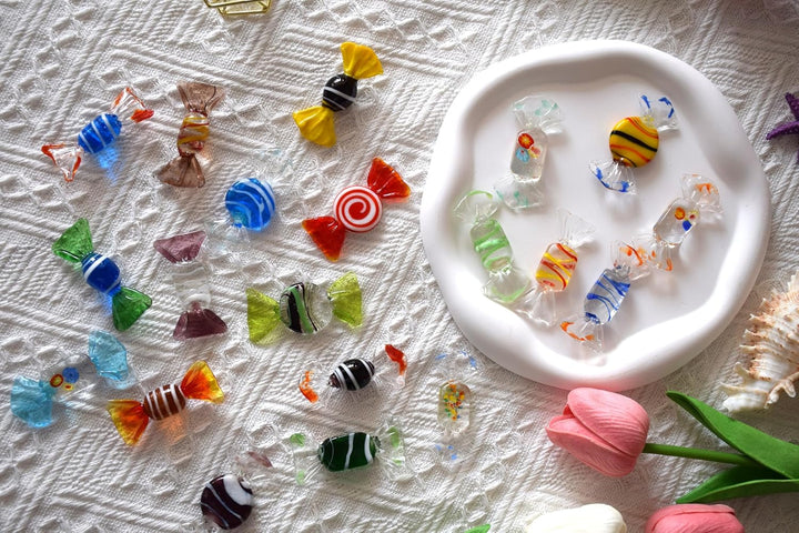 20 Stück handgefertigte Glasbonbons Dekor Vintage-Stil aus Muranoglas, für Zuhause, Party, Hochzeit,