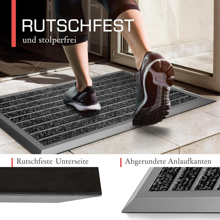 bomoe Fussmatte Aussen rutschfest Rostfrei Fussabtreter Aussenbereich | 50x80cm Blau Grau Outdoor-Fu