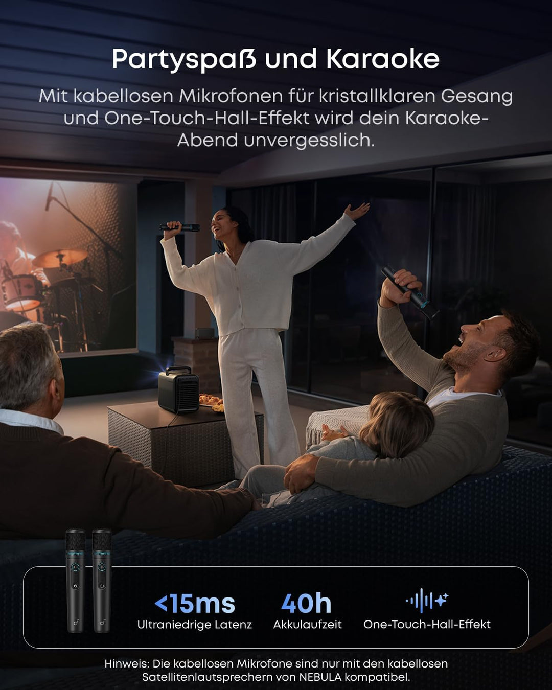 NEBULA X1 Sound- und Transport-Set für den Beamer, kabellose Satellitenlautsprecher, kabellose Mikro