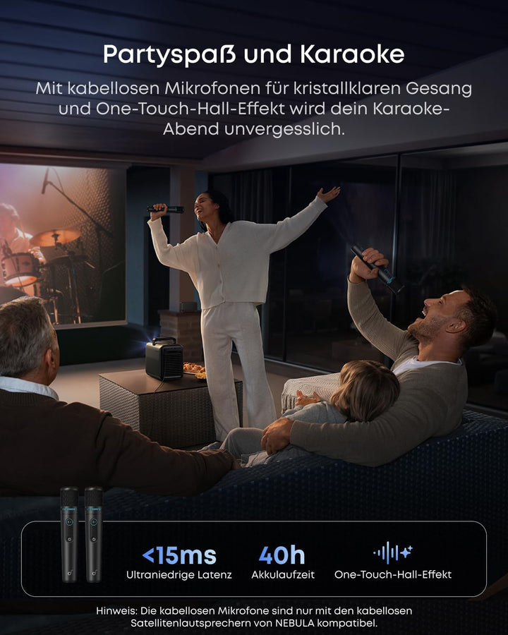 NEBULA X1 Sound- und Transport-Set für den Beamer, kabellose Satellitenlautsprecher, kabellose Mikro