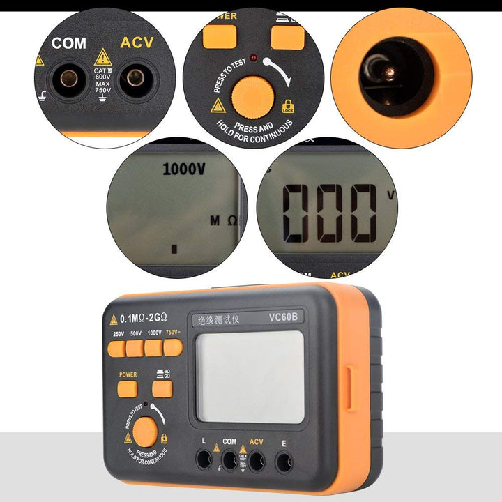 VC60B LCD Digital Megohmmeter Isolationswiderstand Tester MegOhm Meter 200MΩ / 2GΩ