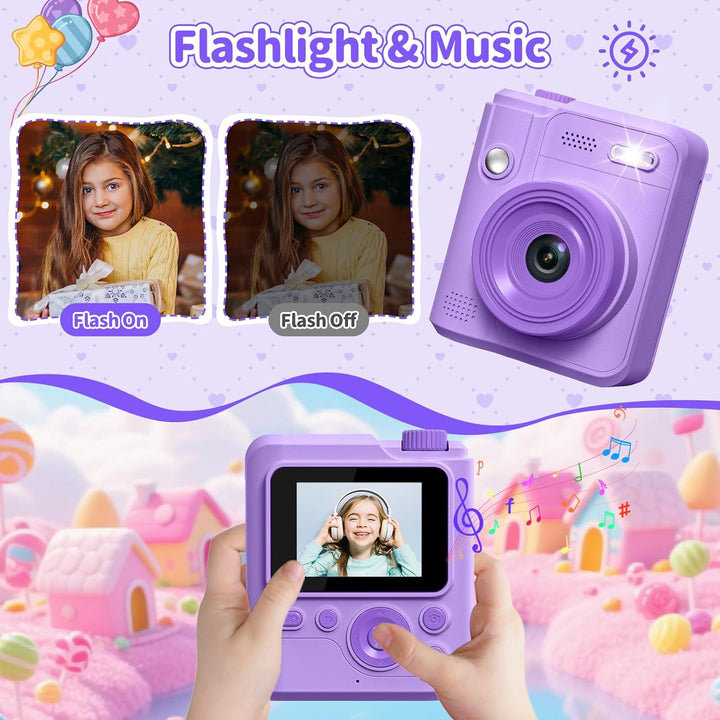Gofunly Sofortbildkamera Kinder, 1080P HD Kinderkamera Sofortbildkamera mit 32GB Karte & DruckerPapi
