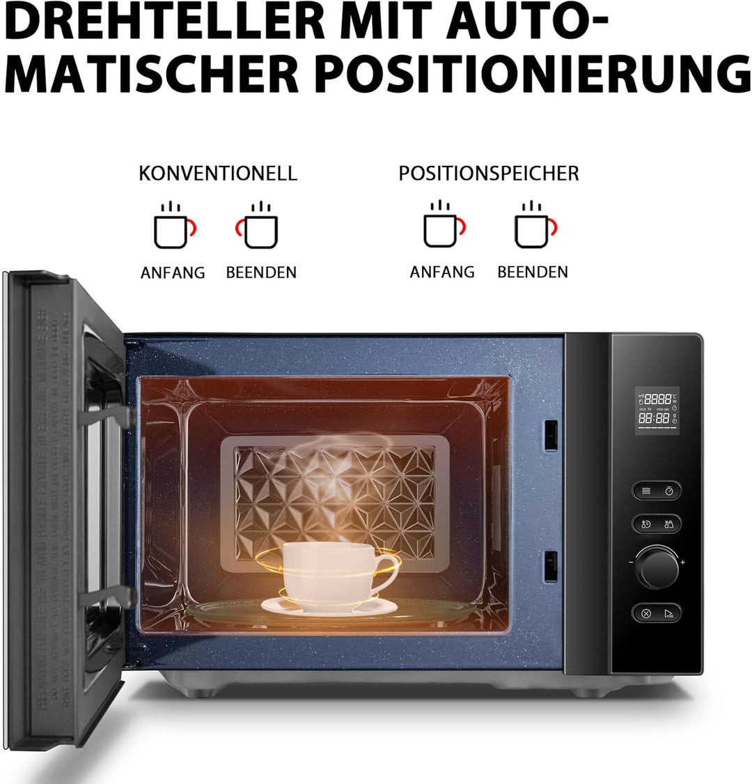 Toshiba MV-AM20T(BK) Mikrowelle/Solo-Mikrowelle/ 20 L/ 800 W/ 5 Leistungsstufen/ 12 Automatikprogram