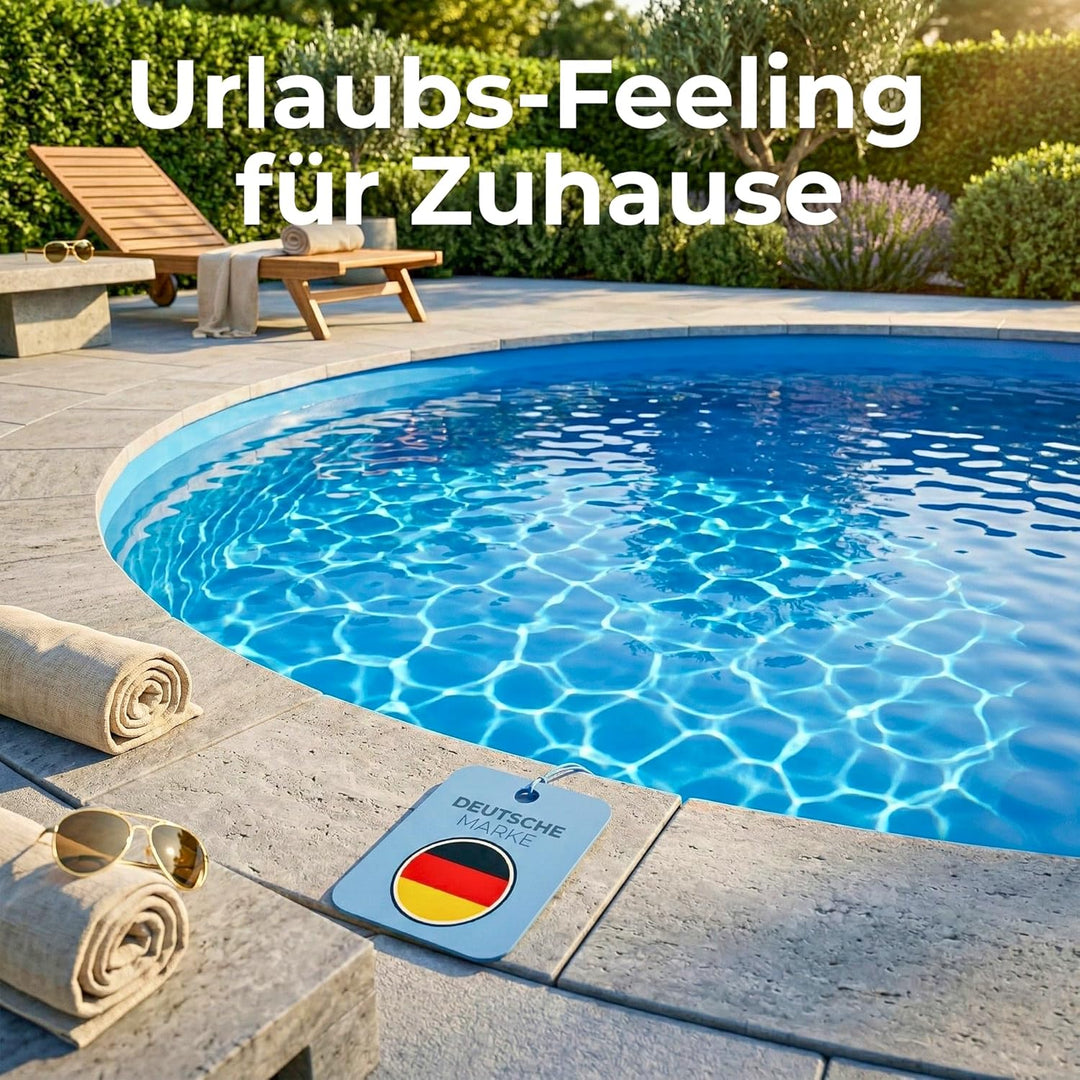 poolomio® PVC-Poolfolie rund, hochwertige &amp; kältebeständige Poolinnenfolie für Schwimmbecken, Ersatz