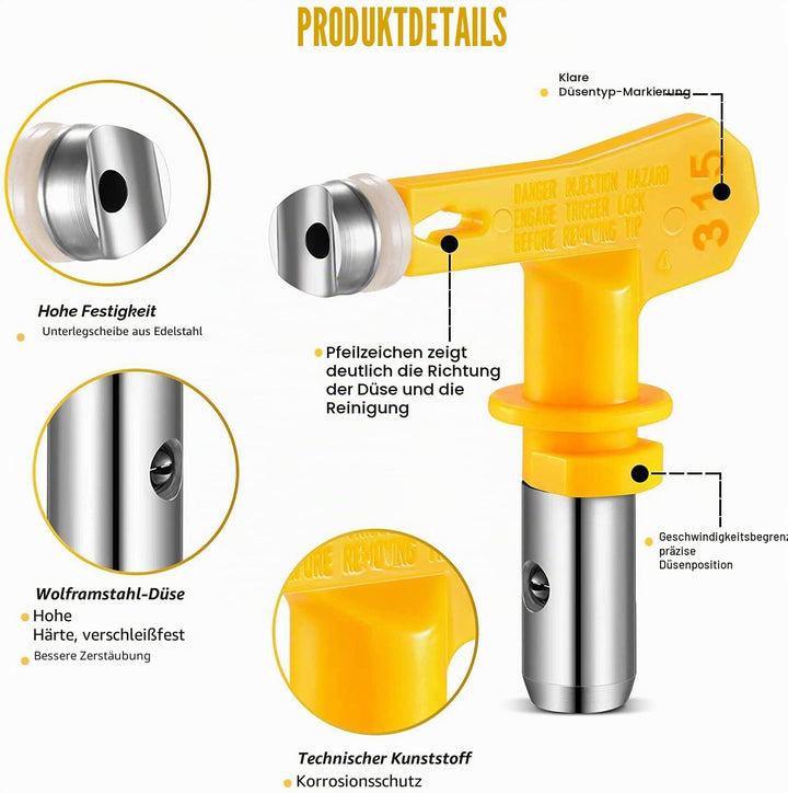 WOOLUCK® Airless Düse mit Spitzendichtung, für Airless Farbsprühsysteme (Typ 215 311 317 517) Typ A,